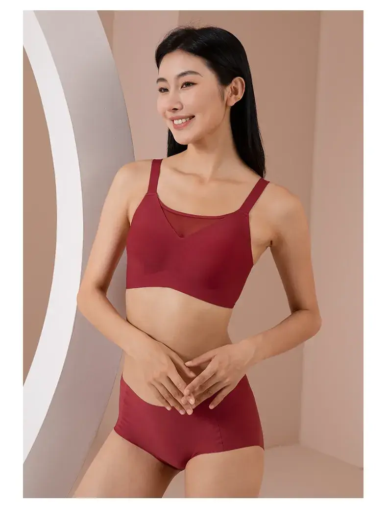 French Mesh Seamless Tube Top Large Adjustable Push Up Bra — feature 27