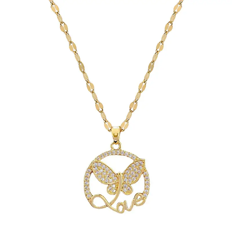 Titanium Steel Butterfly Love Necklace for Women