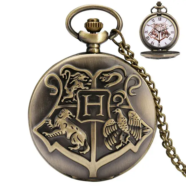 Harry Potter Vintage Bronze Pocket Watch with Chain & Necklace — feature 4
