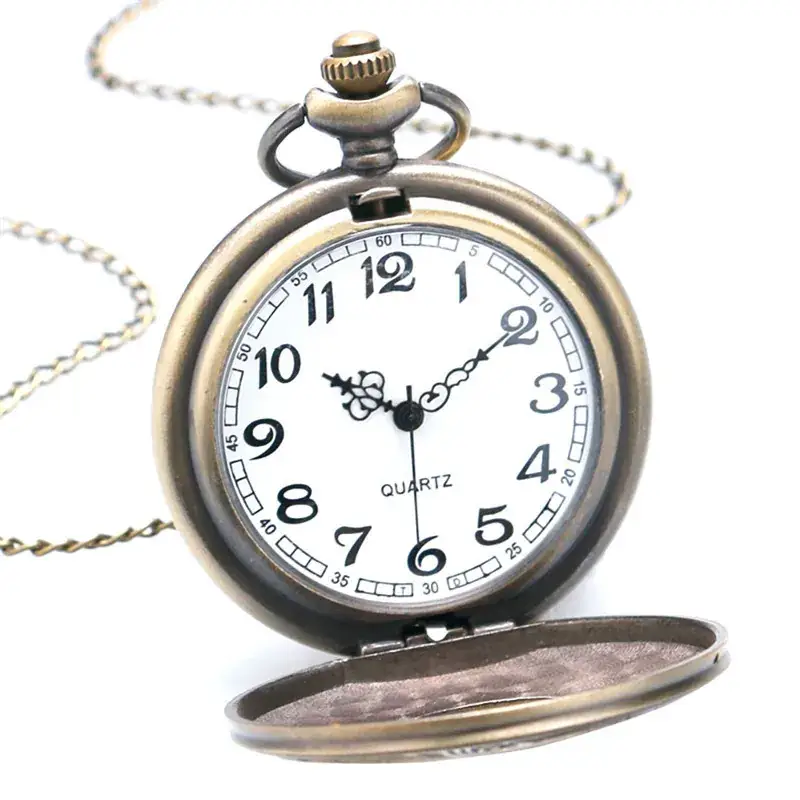 Cool Silver & Gold Bronze Masonic Pocket Watch Necklace Quartz - Image 6