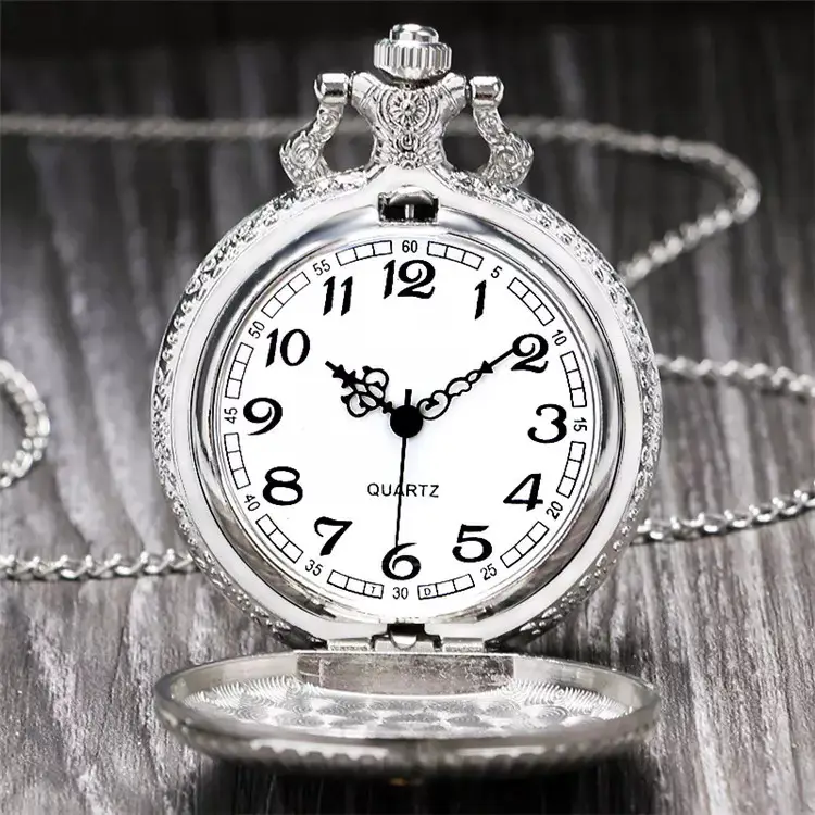 Cool Silver & Gold Bronze Masonic Pocket Watch Necklace Quartz — feature 20