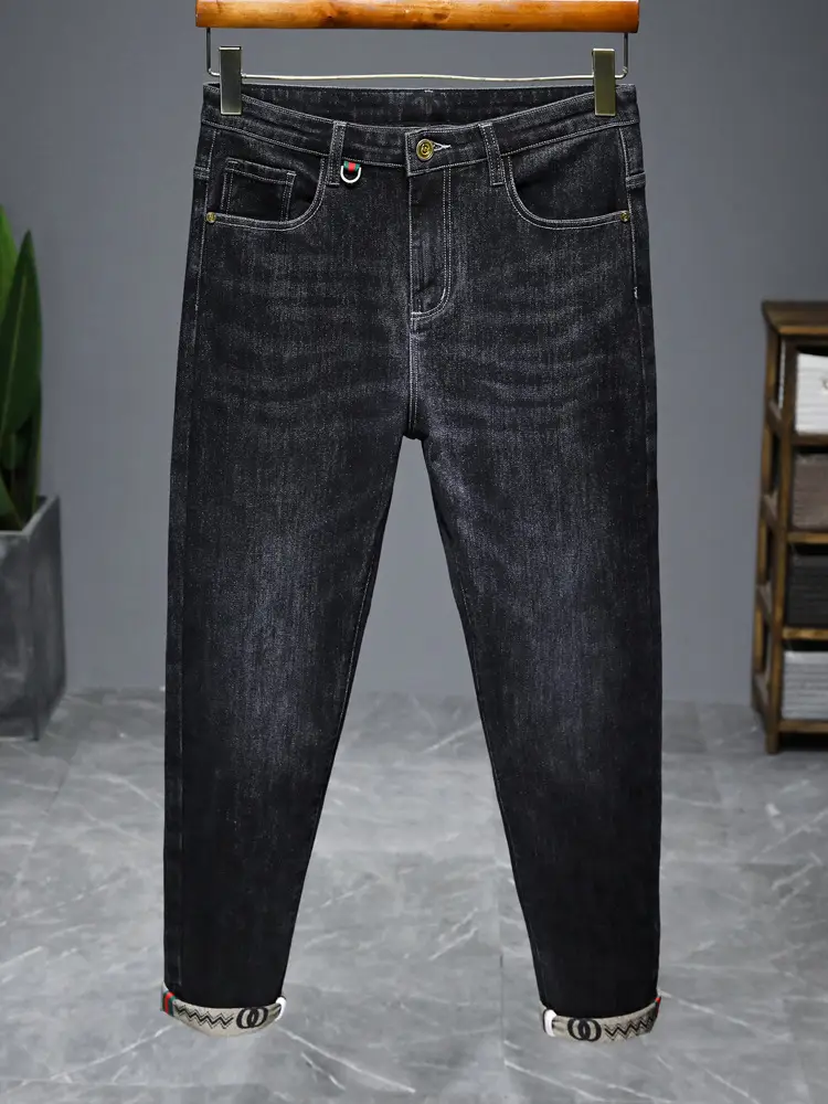 Men's High-Quality Jeans Black Elastic Straight Fit