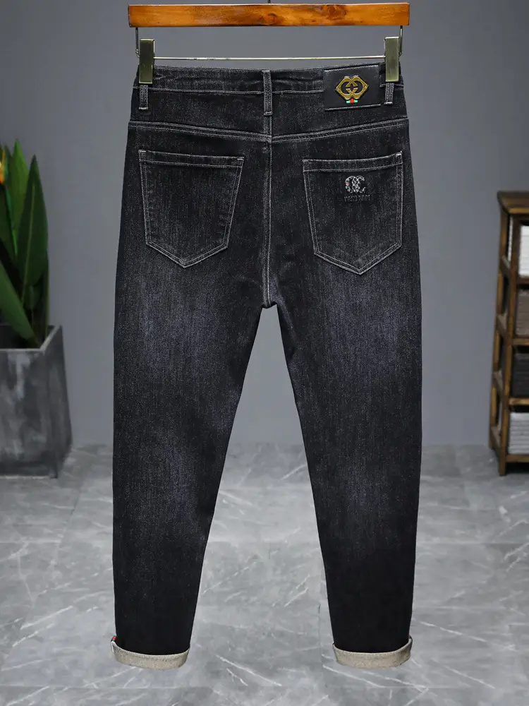 Men's High-Quality Jeans Black Elastic Straight Fit