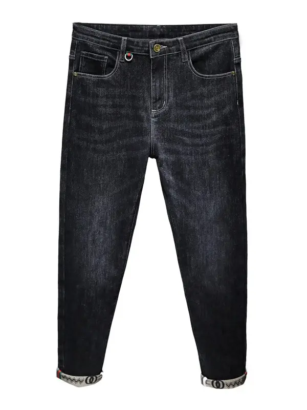 Men's High-Quality Jeans Black Elastic Straight Fit