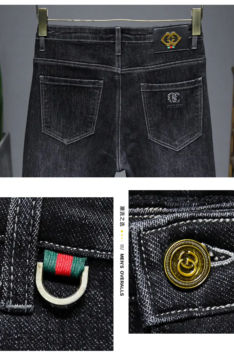 Men's High-Quality Jeans Black Elastic Straight Fit — feature 4