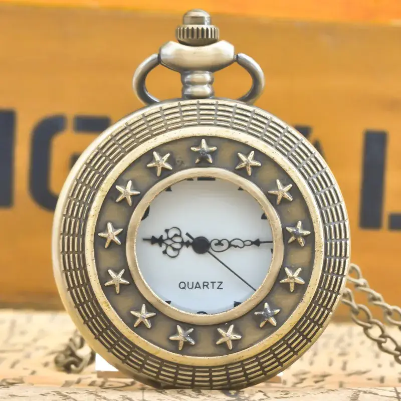 Vintage Gold Pocket Watch Pendant Necklace Quartz Unisex — feature 10