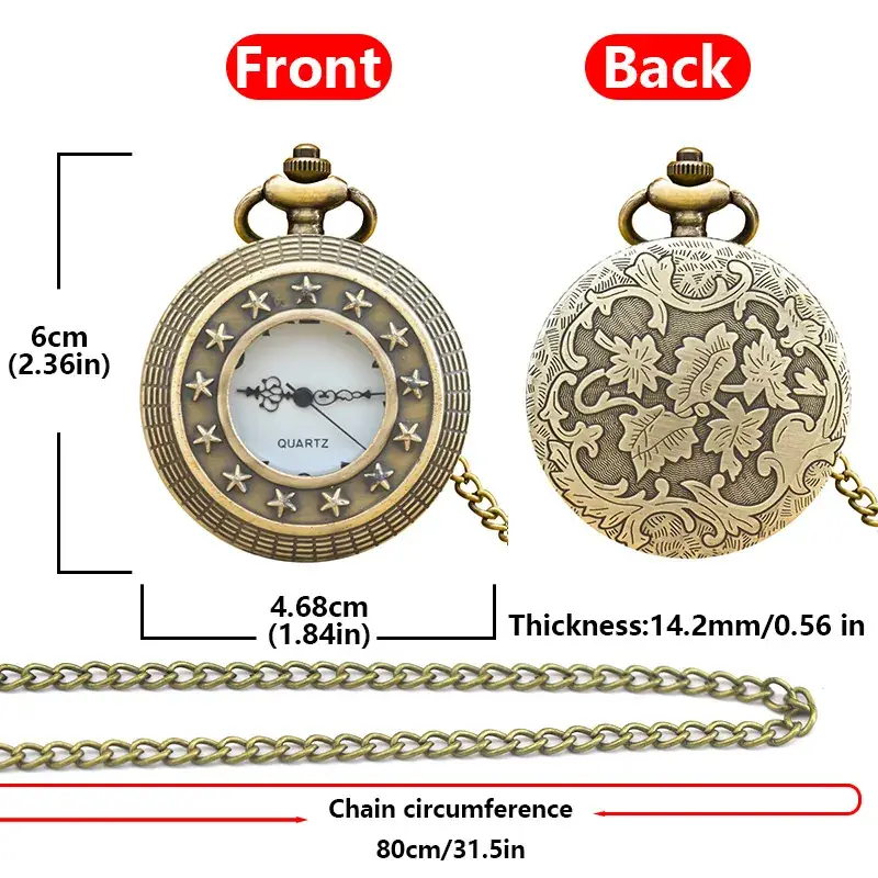 Vintage Gold Pocket Watch Pendant Necklace Quartz Unisex — feature 18