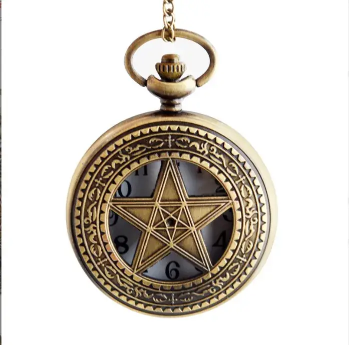 Vintage Gold Pocket Watch Pendant Necklace Quartz Unisex — feature 4