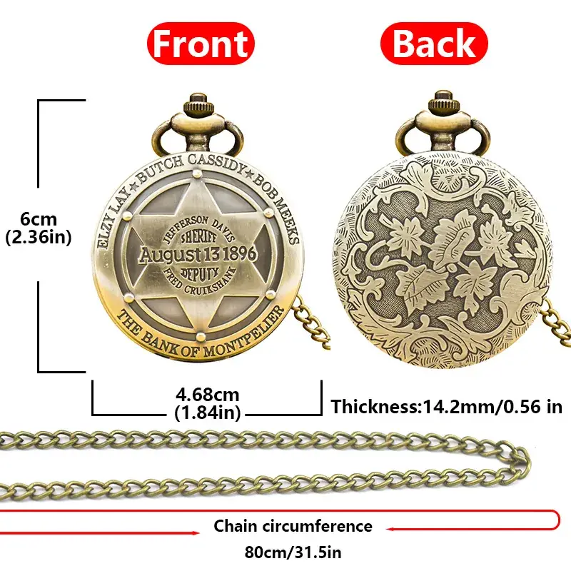 Vintage Gold Pocket Watch Pendant Necklace Quartz Unisex — feature 9