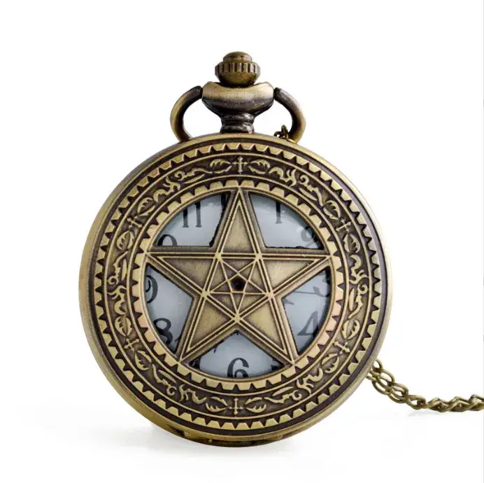 Vintage Gold Pocket Watch Pendant Necklace Quartz Unisex