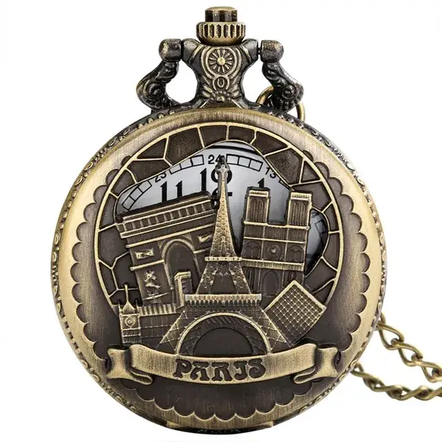 Vintage Eiffel Tower Necklace Watch for Women - Image 2