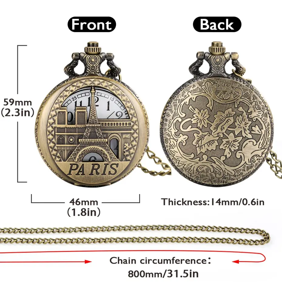 Vintage Eiffel Tower Necklace Watch for Women — feature 12