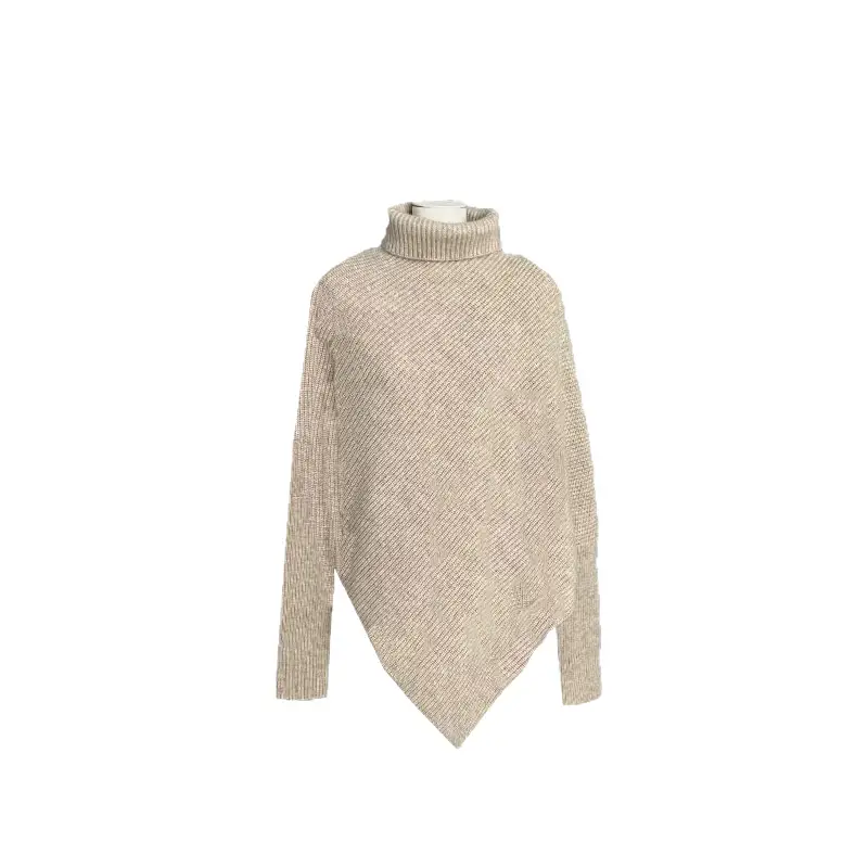 Women Red Asymmetrical Knitted Sweater Winter Warm Loose Fit - Image 8