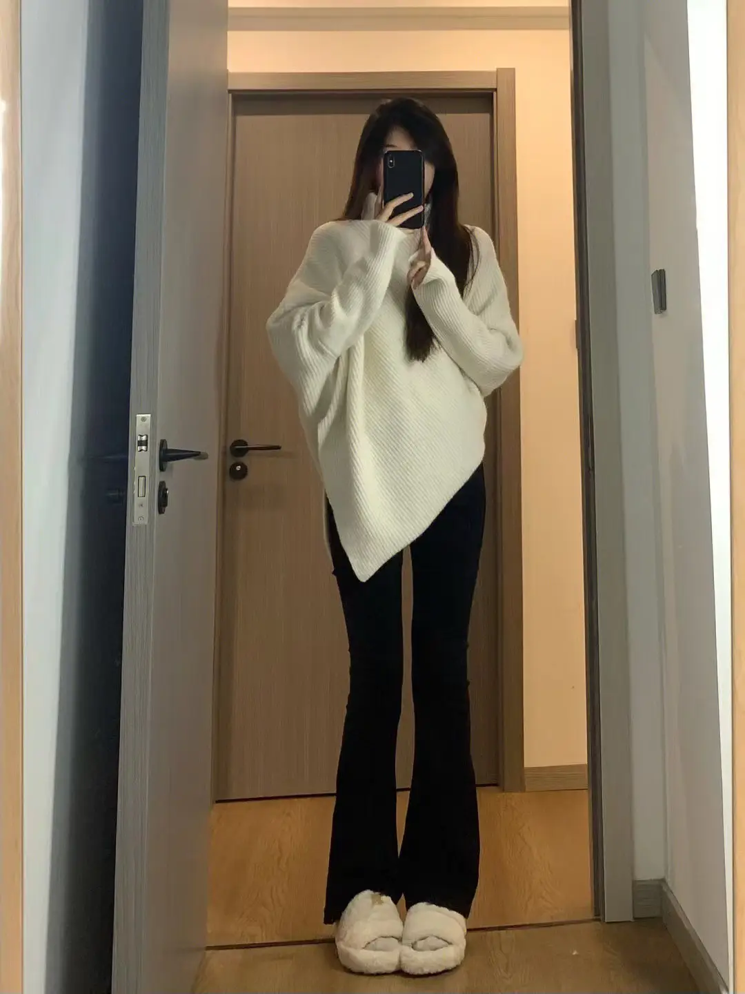 Women Red Asymmetrical Knitted Sweater Winter Warm Loose Fit — feature 15