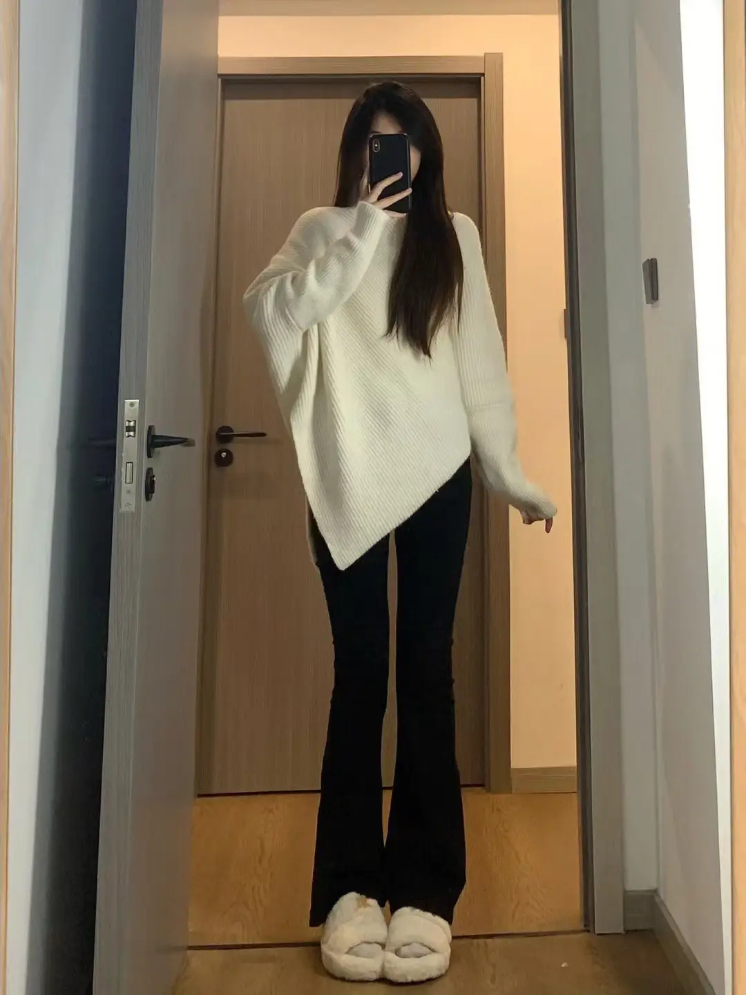 Women Red Asymmetrical Knitted Sweater Winter Warm Loose Fit — feature 17