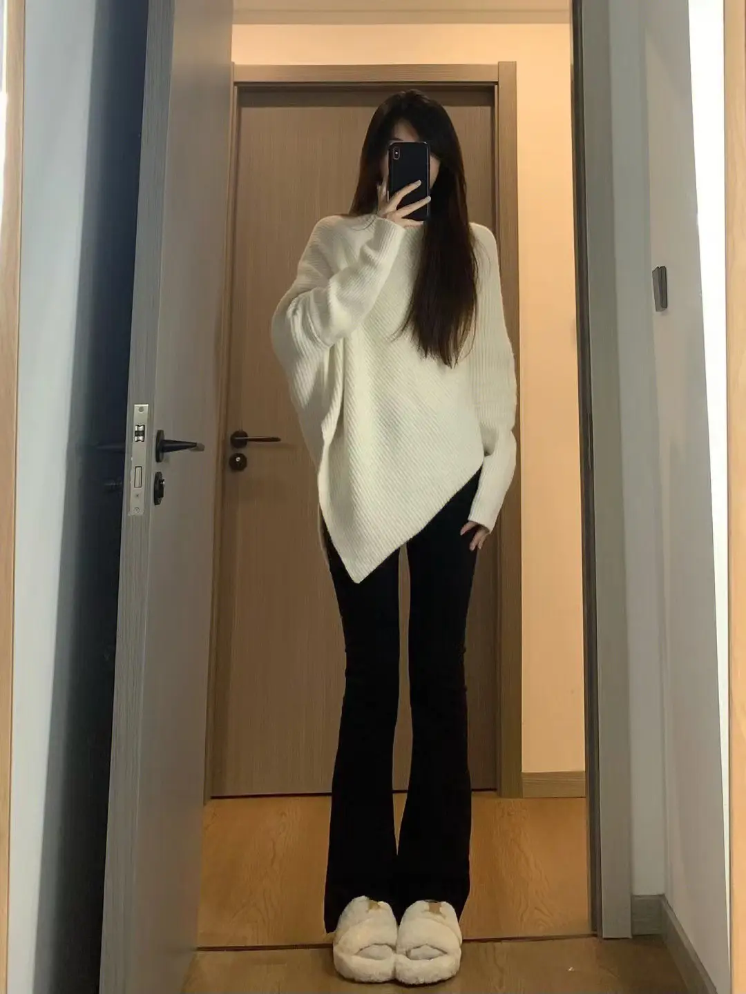 Women Red Asymmetrical Knitted Sweater Winter Warm Loose Fit — feature 18