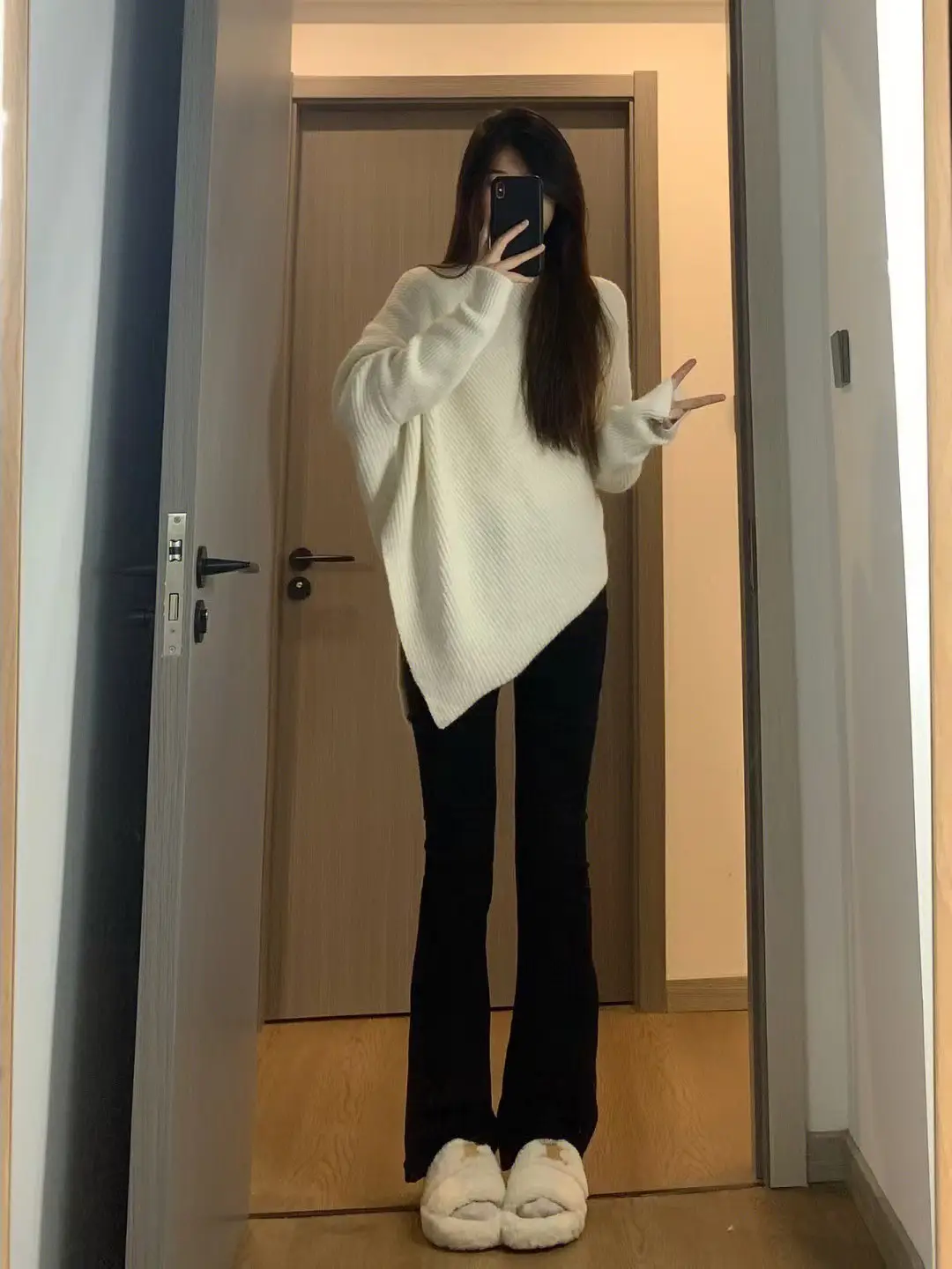 Women Red Asymmetrical Knitted Sweater Winter Warm Loose Fit — feature 19
