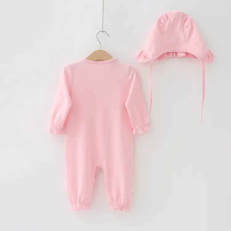 Pink Full Moon Romper Baby Jumpsuit Set for Girls