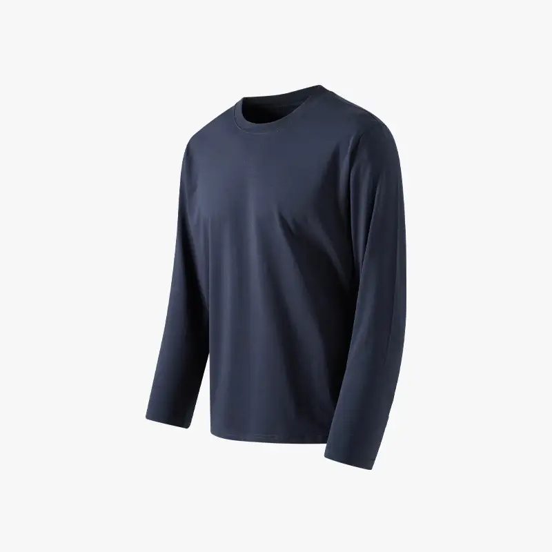 Men White Long Sleeve Cotton T-Shirt Slim Fit