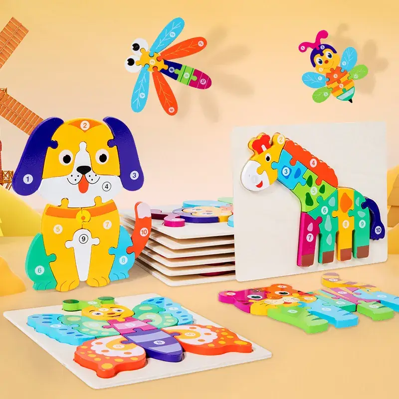 3D Wooden Puzzle Toy for Kids 1-4 Pcs