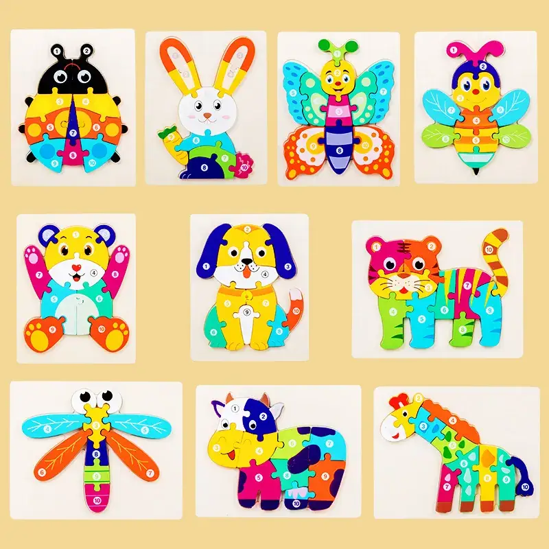 3D Wooden Puzzle Toy for Kids 1-4 Pcs
