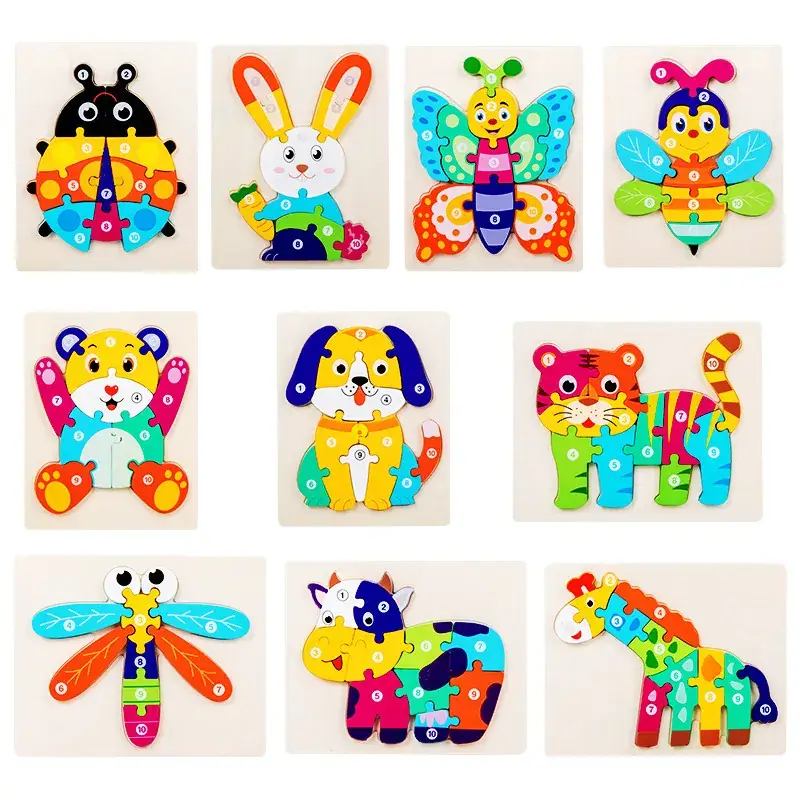 3D Wooden Puzzle Toy for Kids 1-4 Pcs
