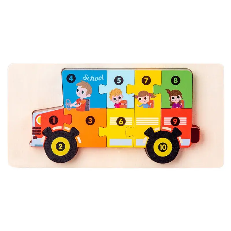 3D Wooden Puzzle Toy for Kids 1-4 Pcs