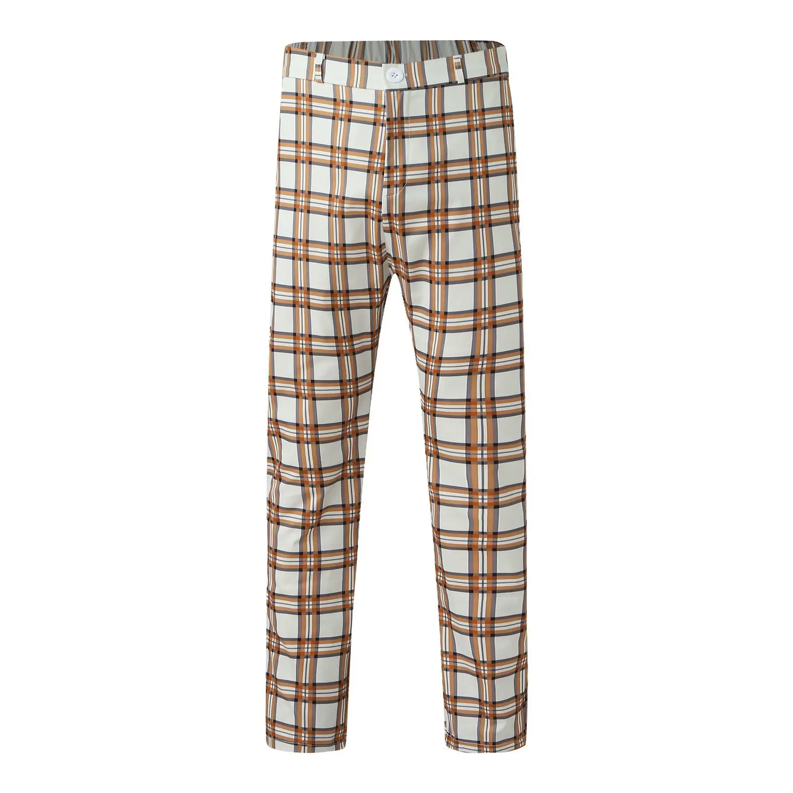 Men's Grey Striped Slim Fit Pencil Pants Mid Waist Casual Wear - Image 56