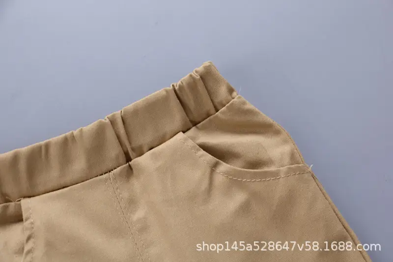 Boys Green Polo Short Sleeve Summer Suit with Tan Shorts — feature 20