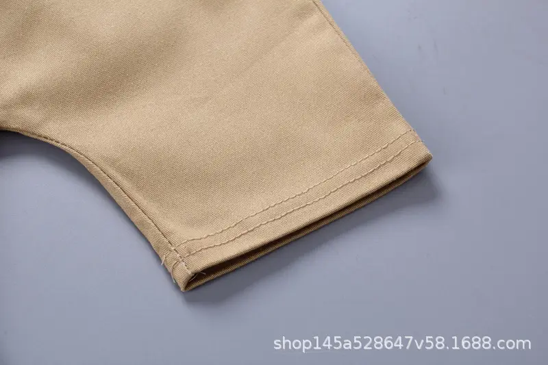 Boys Green Polo Short Sleeve Summer Suit with Tan Shorts — feature 21