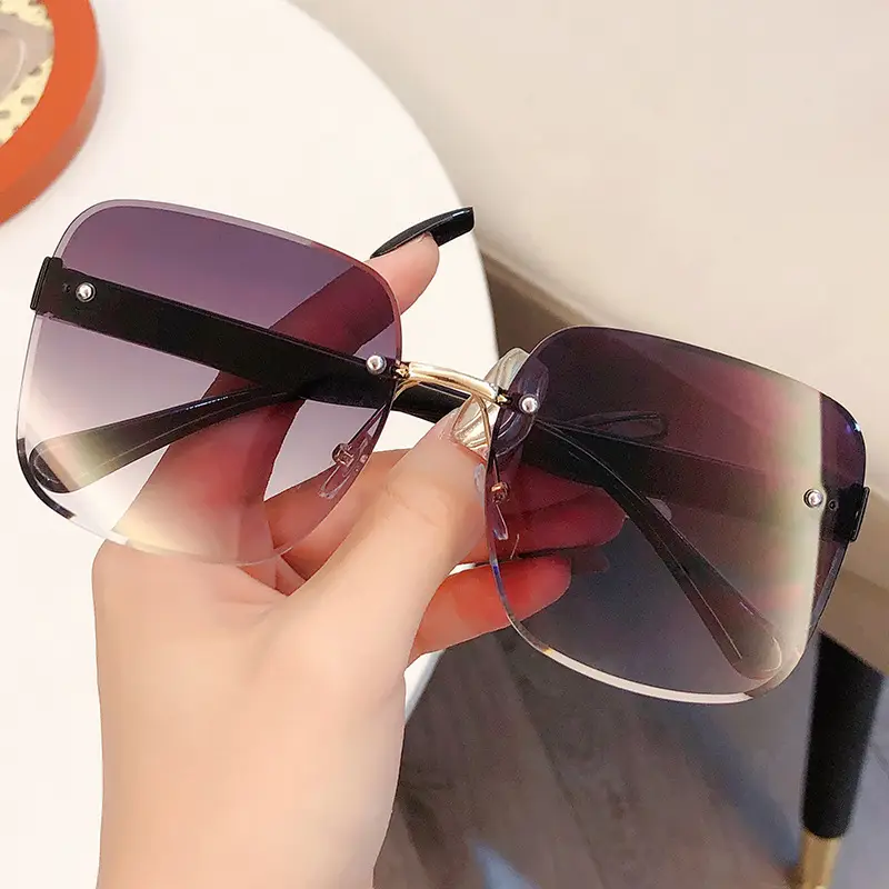 Women Frameless Marine Sunglasses UV Protection Large Frame