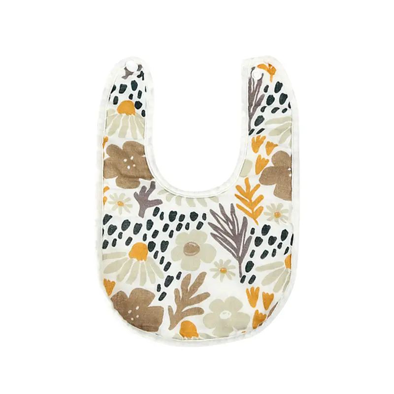 Pure Cotton U-Shaped Baby Bib with Sun Print