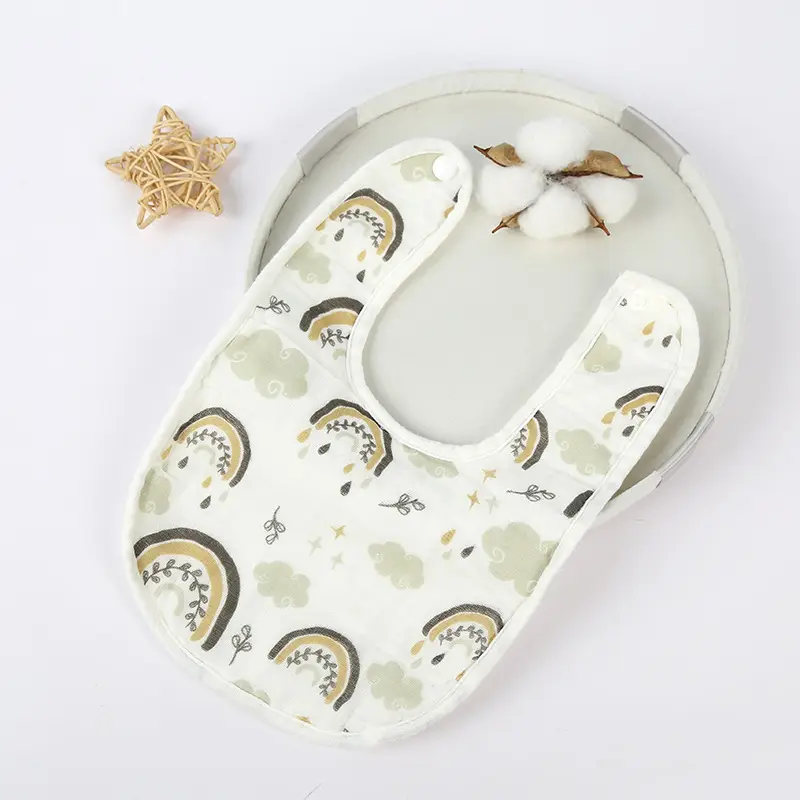 Pure Cotton U-Shaped Baby Bib with Sun Print