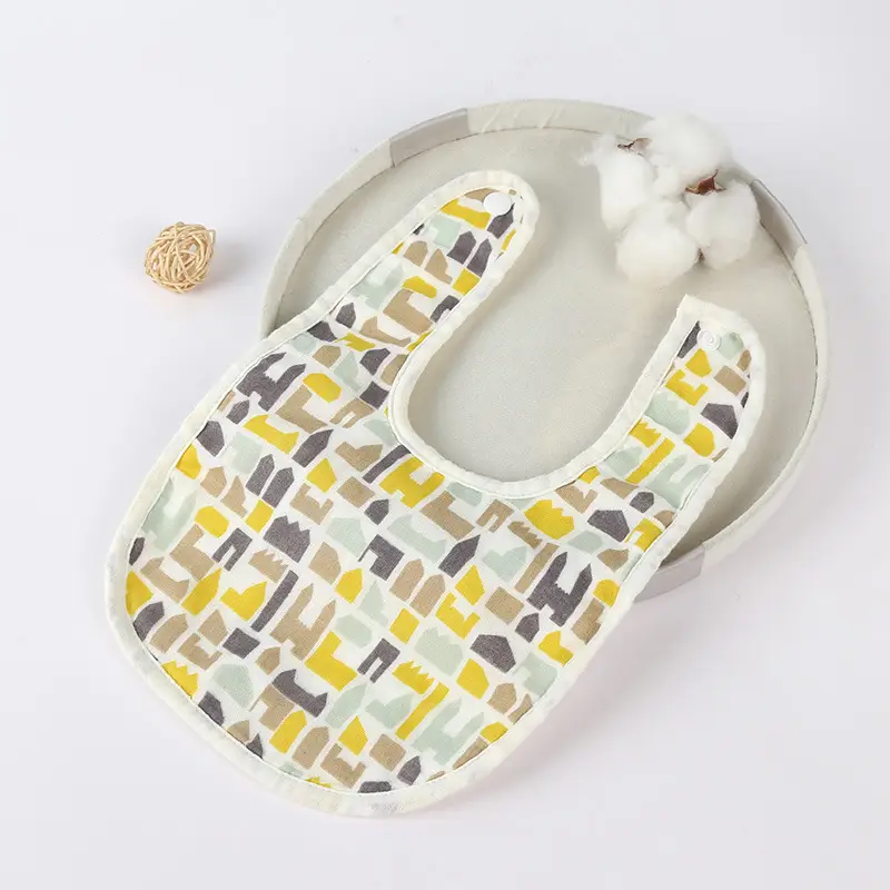 Pure Cotton U-Shaped Baby Bib with Sun Print