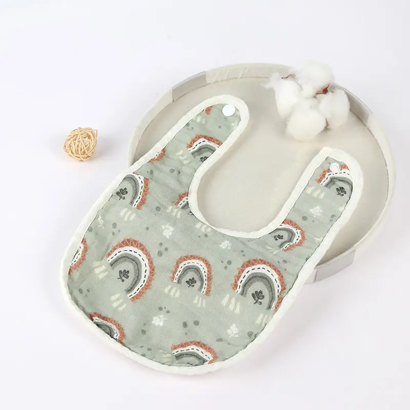 Pure Cotton U-Shaped Baby Bib with Sun Print