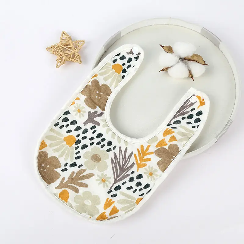 Pure Cotton U-Shaped Baby Bib with Sun Print