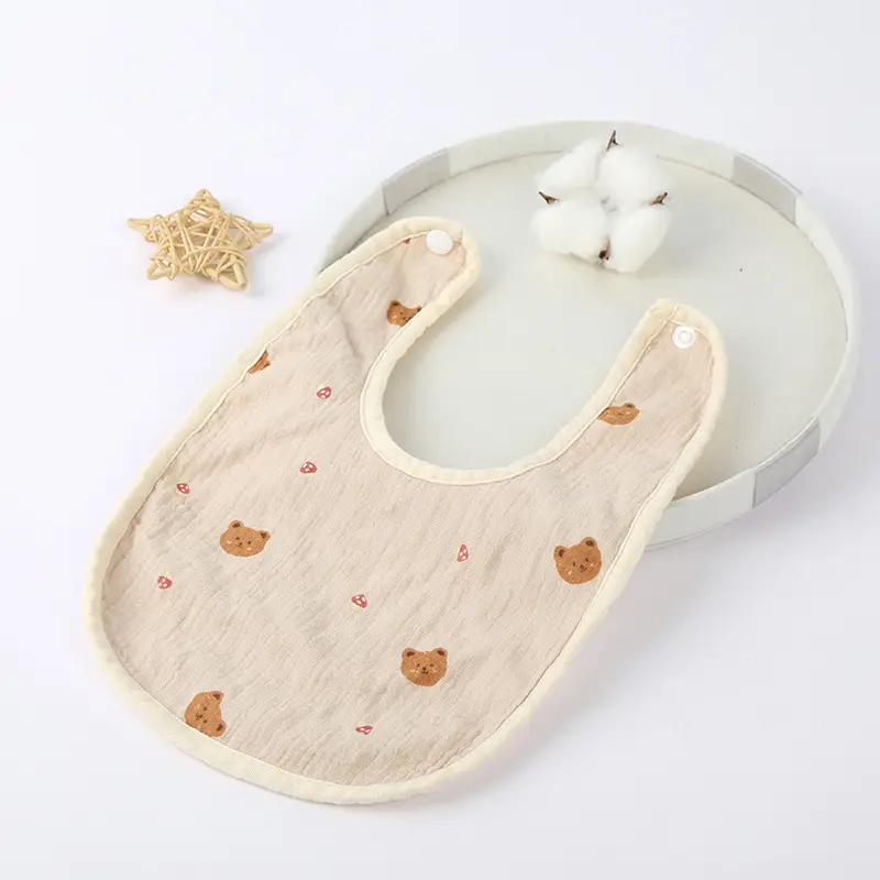 Pure Cotton U-Shaped Baby Bib with Sun Print