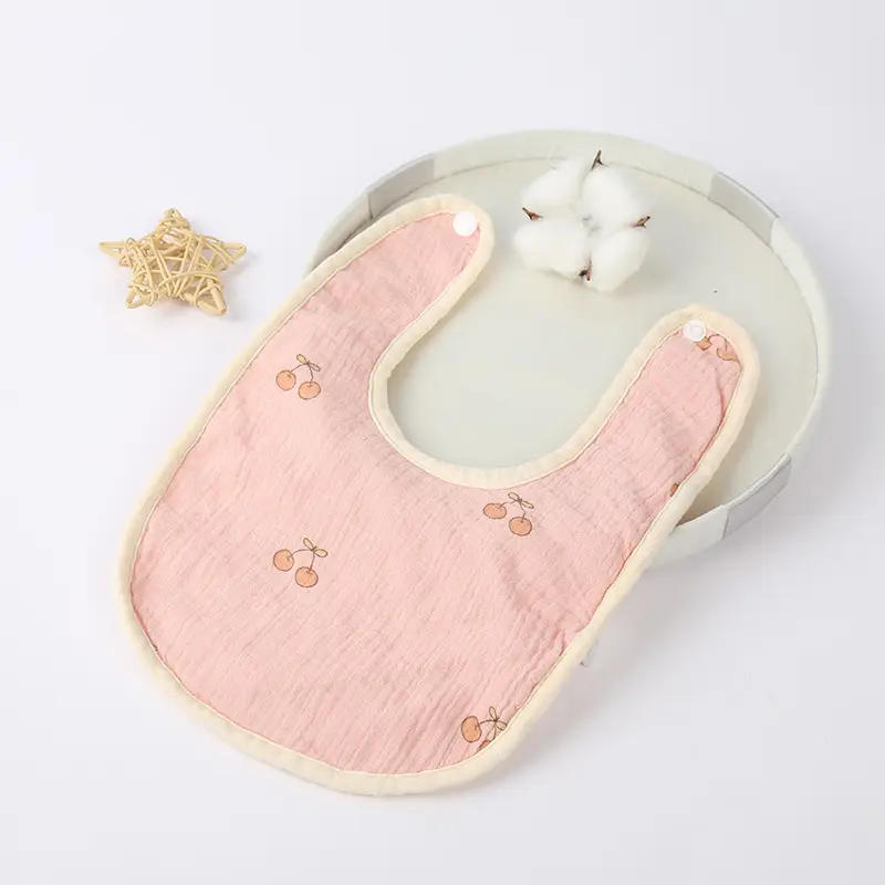 Pure Cotton U-Shaped Baby Bib with Sun Print