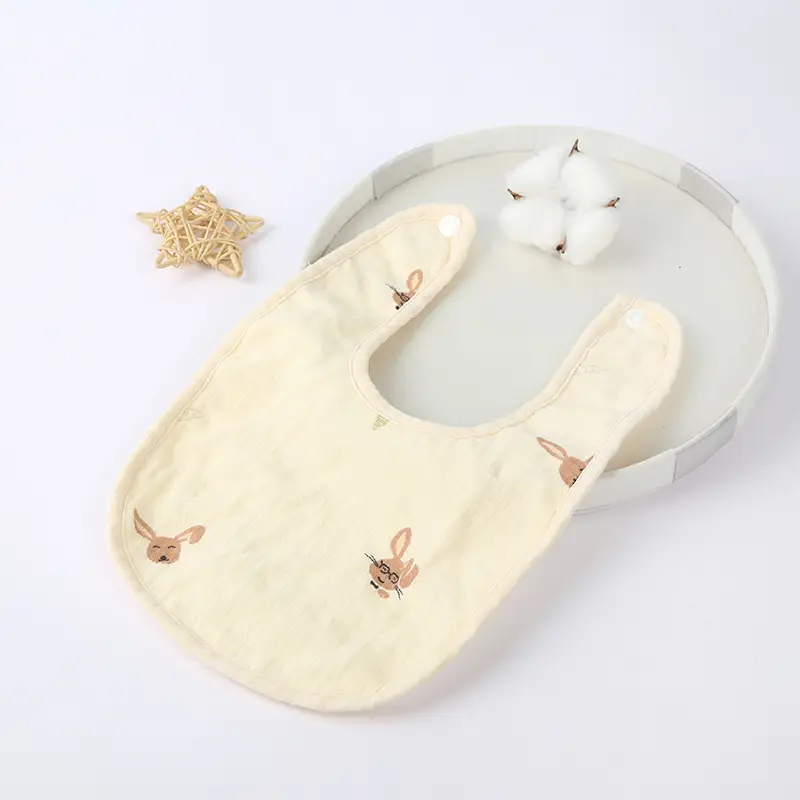 Pure Cotton U-Shaped Baby Bib with Sun Print