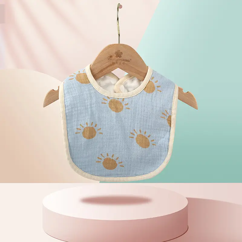 Pure Cotton U-Shaped Baby Bib with Sun Print