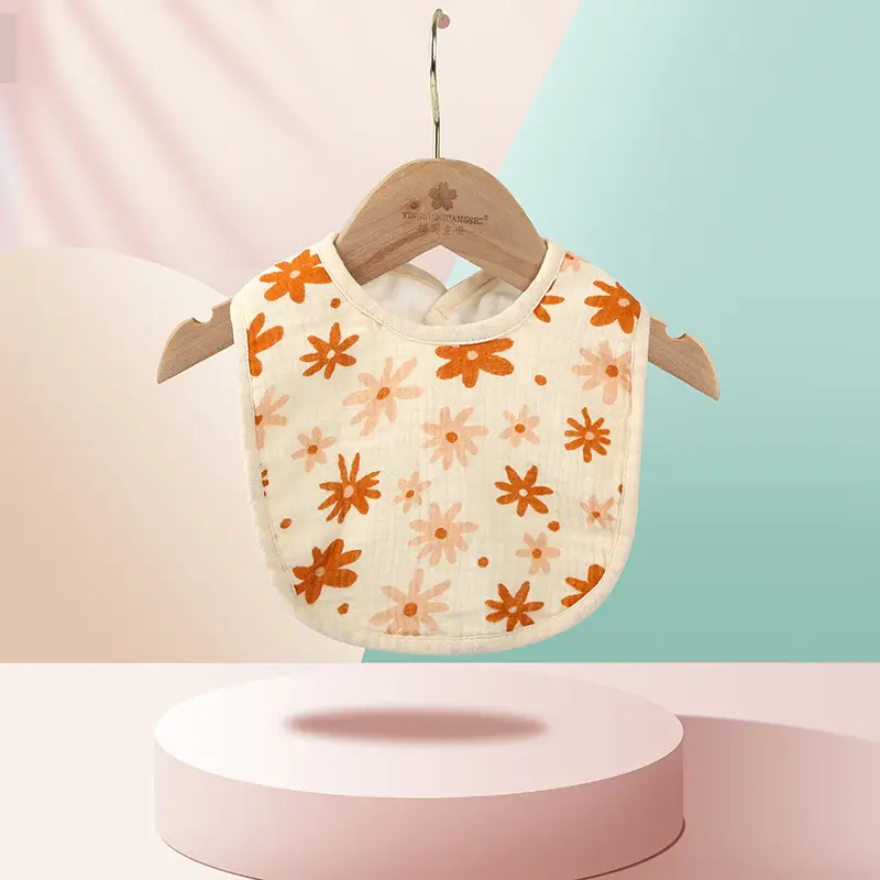 Pure Cotton U-Shaped Baby Bib with Sun Print