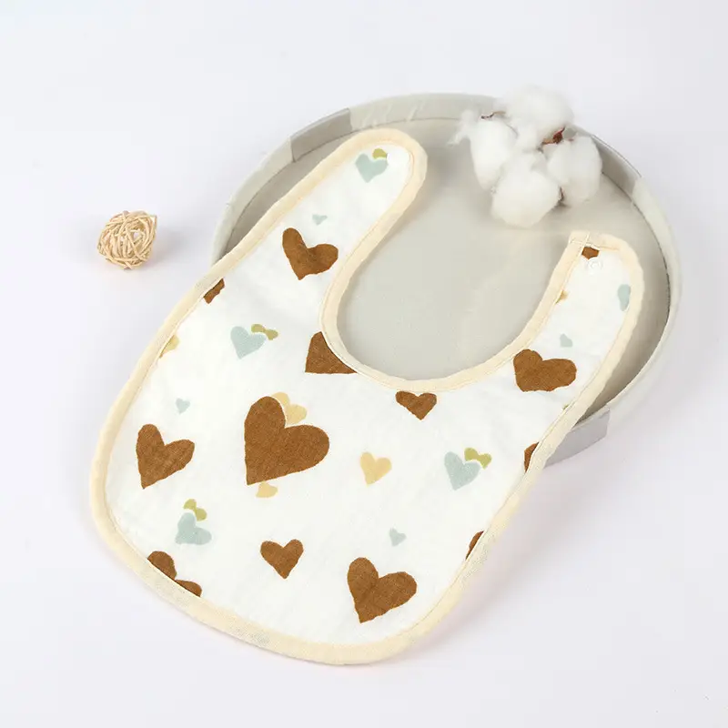 Pure Cotton U-Shaped Baby Bib with Sun Print
