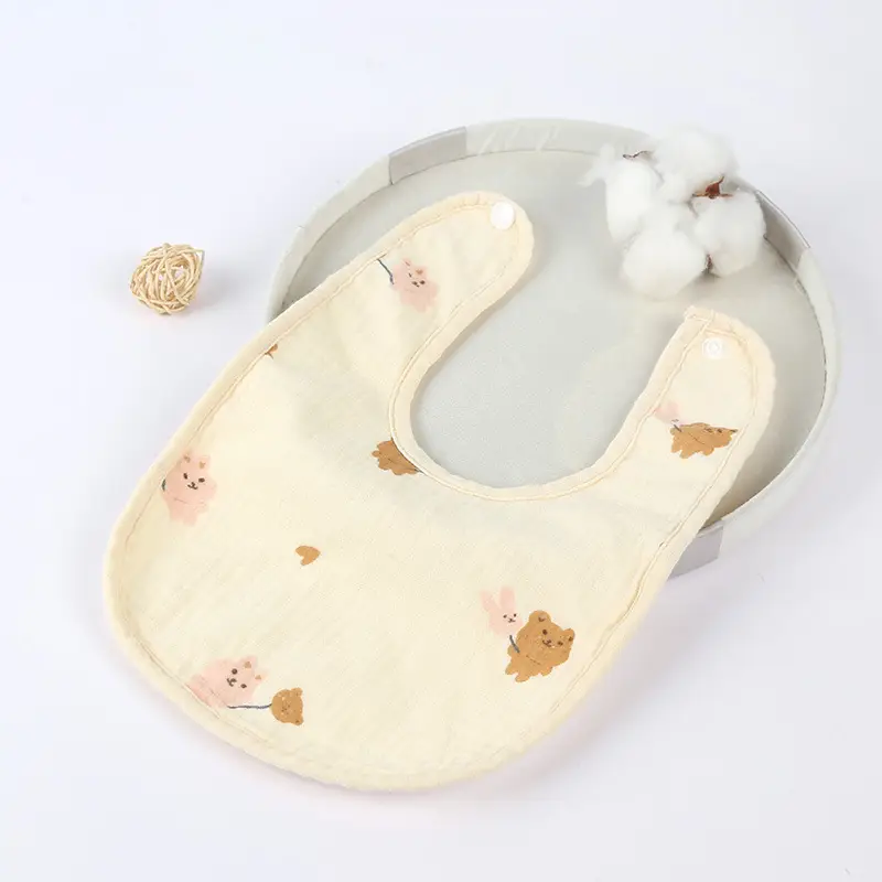 Pure Cotton U-Shaped Baby Bib with Sun Print