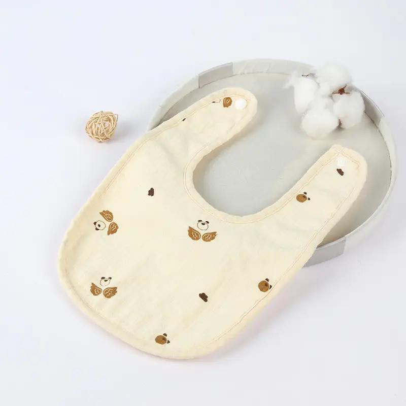 Pure Cotton U-Shaped Baby Bib with Sun Print