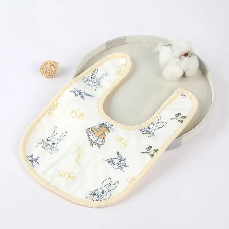 Pure Cotton U-Shaped Baby Bib with Sun Print