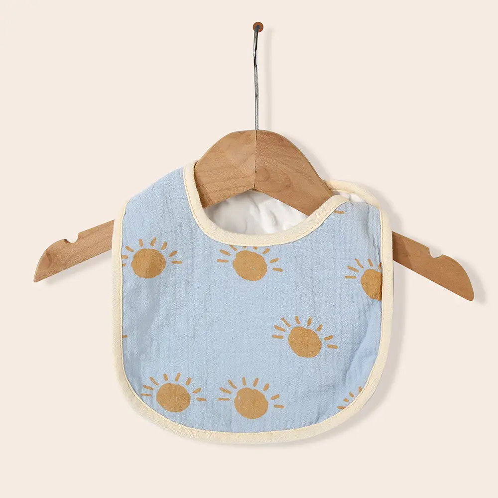 Pure Cotton U-Shaped Baby Bib with Sun Print