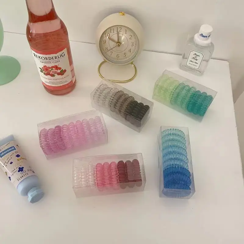 9 Box Variable Hair Ring Cross-border Phone Coil Temperament Simple Small Hair Tie Transparent Hair Ring - Image 13