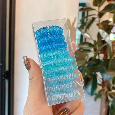 9 Box Variable Hair Ring Cross-border Phone Coil Temperament Simple Small Hair Tie Transparent Hair Ring - Image 7