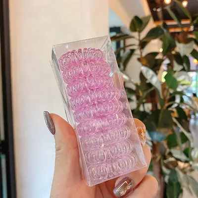 9 Box Variable Hair Ring Cross-border Phone Coil Temperament Simple Small Hair Tie Transparent Hair Ring - Image 8