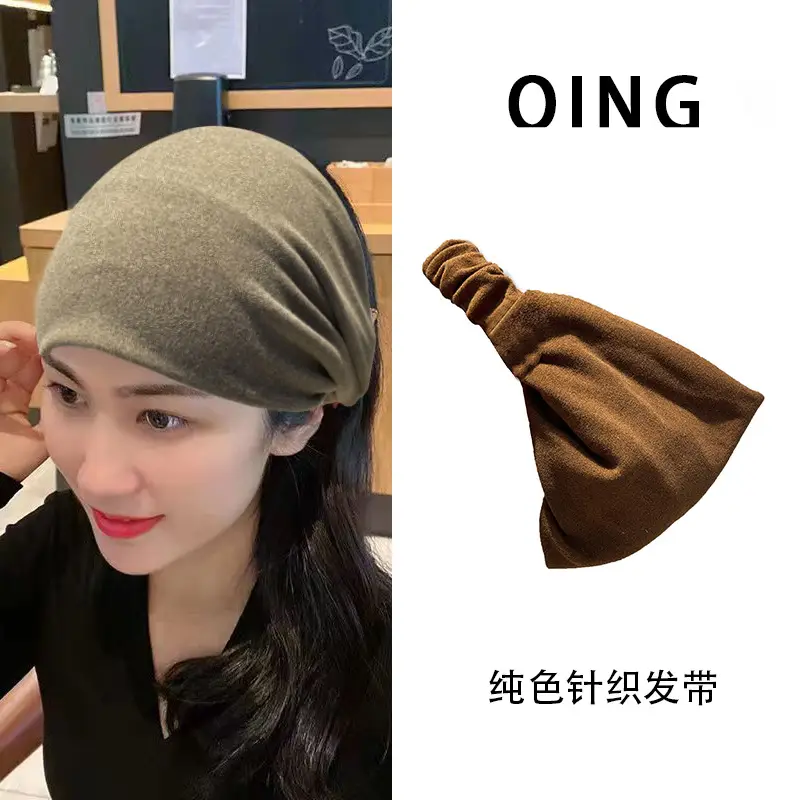 Wholesale Knitted Elastic Headband for Women Brown - Image 8